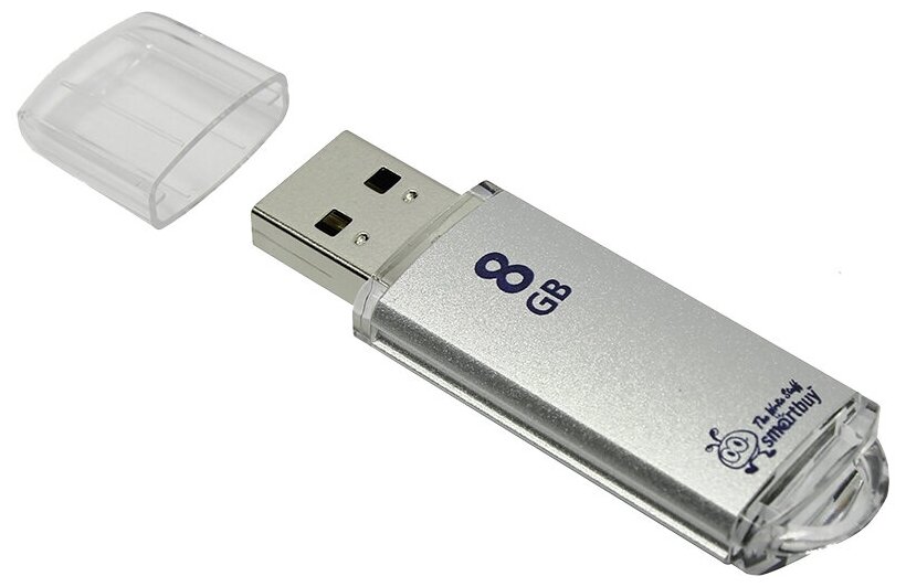 3 шт. Память Smart Buy "V-Cut" 8GB, USB 2.0 Flash Drive, серебристый (металл. корпус )