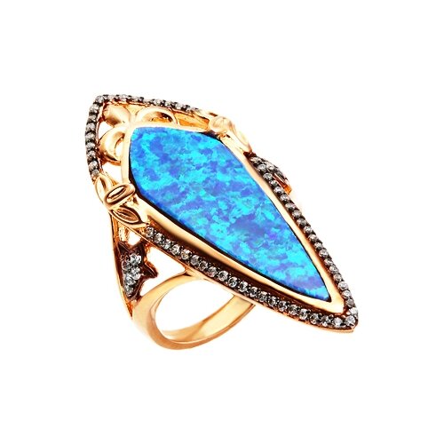 фото Element47 кольцо из серебра 925 пробы с опалом синтетическим и кубическим цирконием er016635a-x_os_001_yg, размер 18