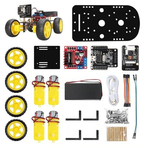 Arduino Набор для сборки 4WD робота - машинки с WIFI на контроллере ESP32 с камерой и дистанционным управлением (У) esp32 cam esp32 cam wifi bluetooth esp32 camera module development board with ov2640 camera module