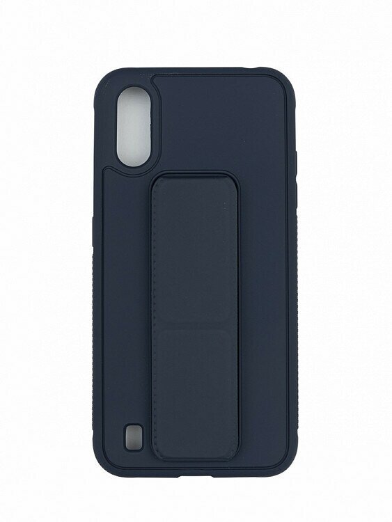 Чехол силиконовый для Samsung A01, с держателем 3 в 1 (темно-синий)