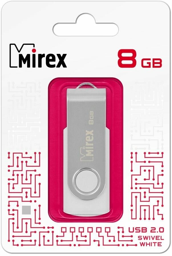 Флешка USB Flash Drive MIREX SWIVEL WHITE 8GB