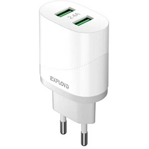 Сетевое зарядное устройство Eхployd Eх-Z-1429, 2 USB, 2.4 А, белое