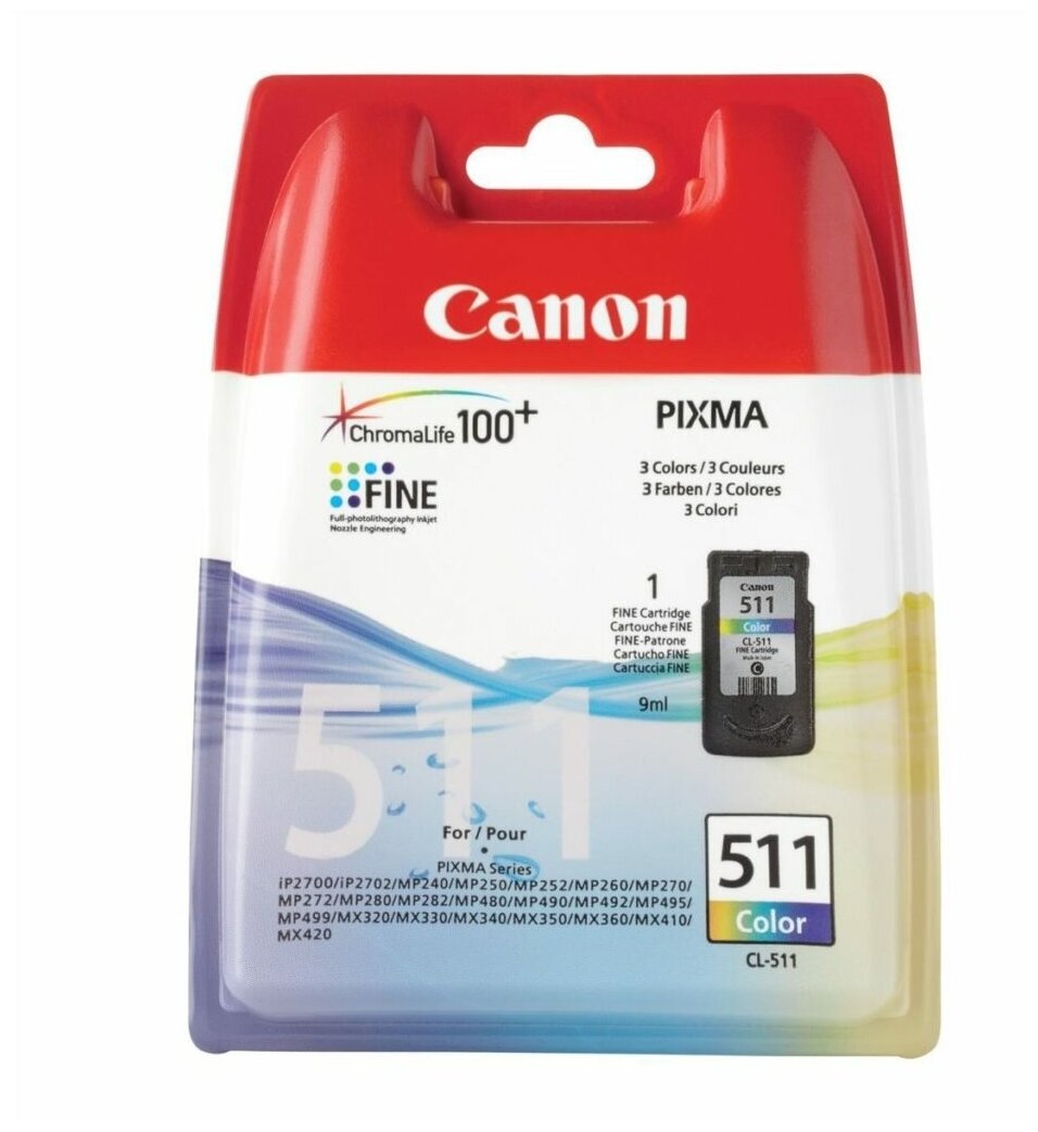 Картридж Canon CL-511 Color 2972B007 для MP240/MP250/MP260/MP270/MP490/MX320/MX330