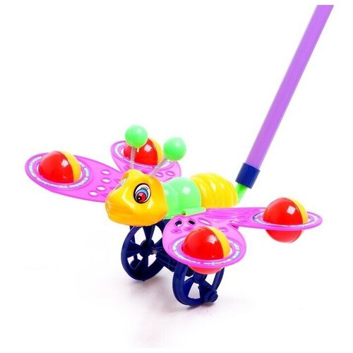 Каталка на палочке Бабочка, цвета микс каталка бабочка с шариками на палочке