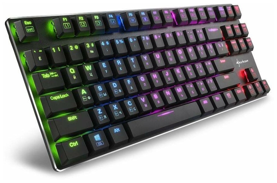 Клавиатура Sharkoon PureWriter TKL RGB Kailh Red проводная игровая для PC красная подсветка