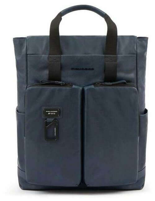 Рюкзак PIQUADRO, натуральная кожа, отделение для ноутбука, синий