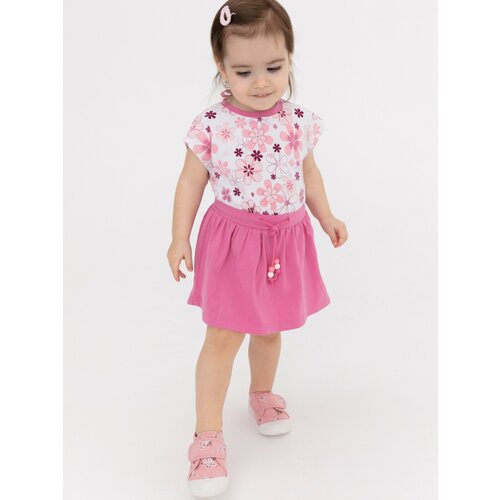 Комплект одежды  playToday для девочек, брюки и юбка и футболка и шорты, пояс на резинке, размер 86, розовый