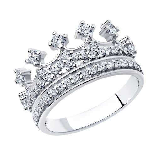 фото Серебряное кольцо sokolov 94011218 с фианитом, размер 18 diamant-online