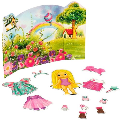 фото Магнитный набор с куклой, фоном и наклейками «малышка аришка» happy valley