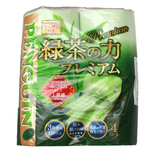 Туалетная бумага Marutomi Penguin Premium трехслойная с ароматом зеленого чая