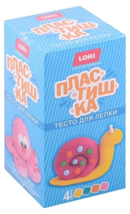 Тесто для лепки LORI пластишка, № 22 4 цвета по 50 г (Тдл-034)