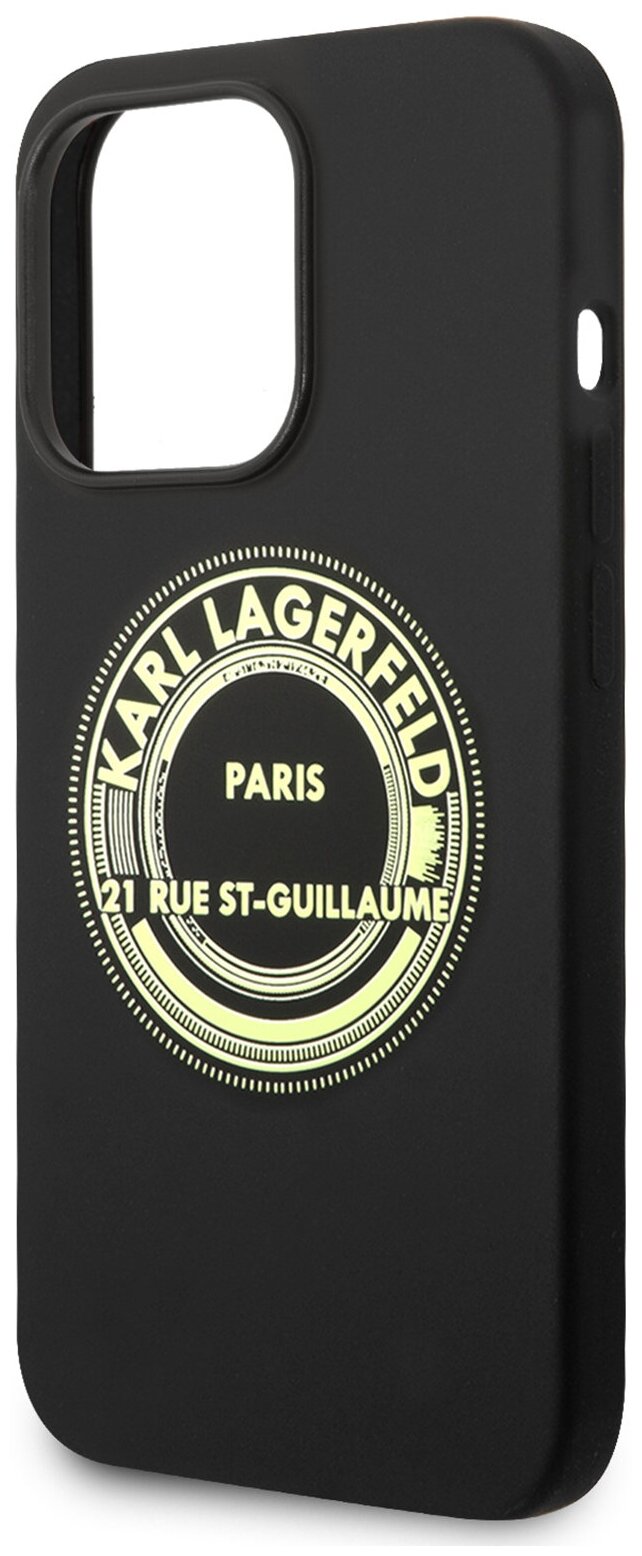 Lagerfeld для iPhone 14 Pro чехол Liquid silicone RSG Round logo Hard Black, шт