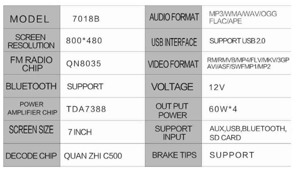 Автомагнитола с экраном и Bluetooth 2din