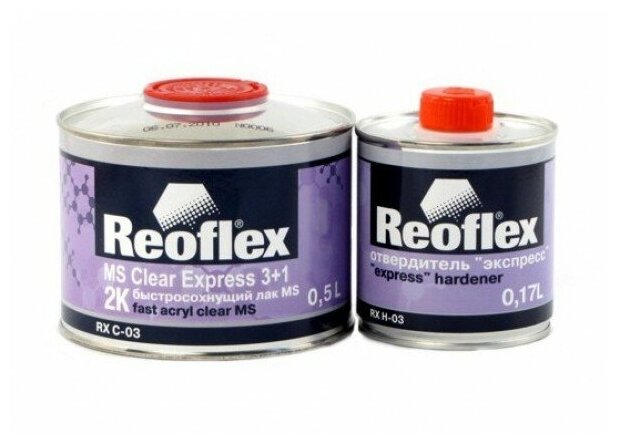 Быстросохнущий лак Reoflex RX C-06 MS 3+1 Clear Express 0,5 л. с отвердителем 0,17 л.