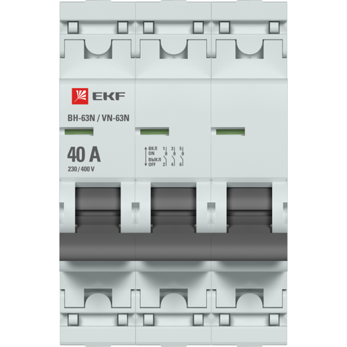 Выключатель нагрузки 3п 40А ВН-63N PROxima | код. S63340 | EKF (30шт. в упак.)