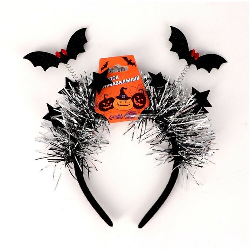 Карнавальный ободок Летучая мышь ободок карнавальный рожки с крыльями хэллоуин летучая мышь