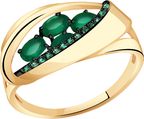 Кольцо Diamant online, золото, 585 проба, фианит, агат, размер 17.5