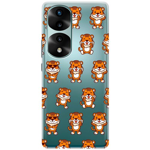 Силиконовый чехол с принтом Tigers Pattern для Honor 70 Pro / Honor 70 Pro+ / Хонор 70 / 70 Про Плюс силиконовый чехол с принтом french goose для honor 70 pro honor 70 pro хонор 70 70 про плюс