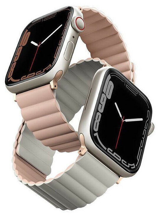 Ремешок Uniq Revix reversible Magnetic для Apple Watch 49/45/44/42 мм цвет Розовый/Бежевый (Pink/Beige) (45MM-REVPNKBEG)