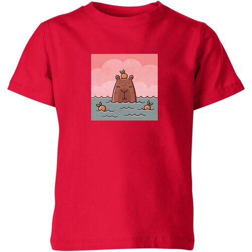Футболка Us Basic, размер 6, красный детская футболка балдежная капибара и мандарины мем море 116 темно розовый
