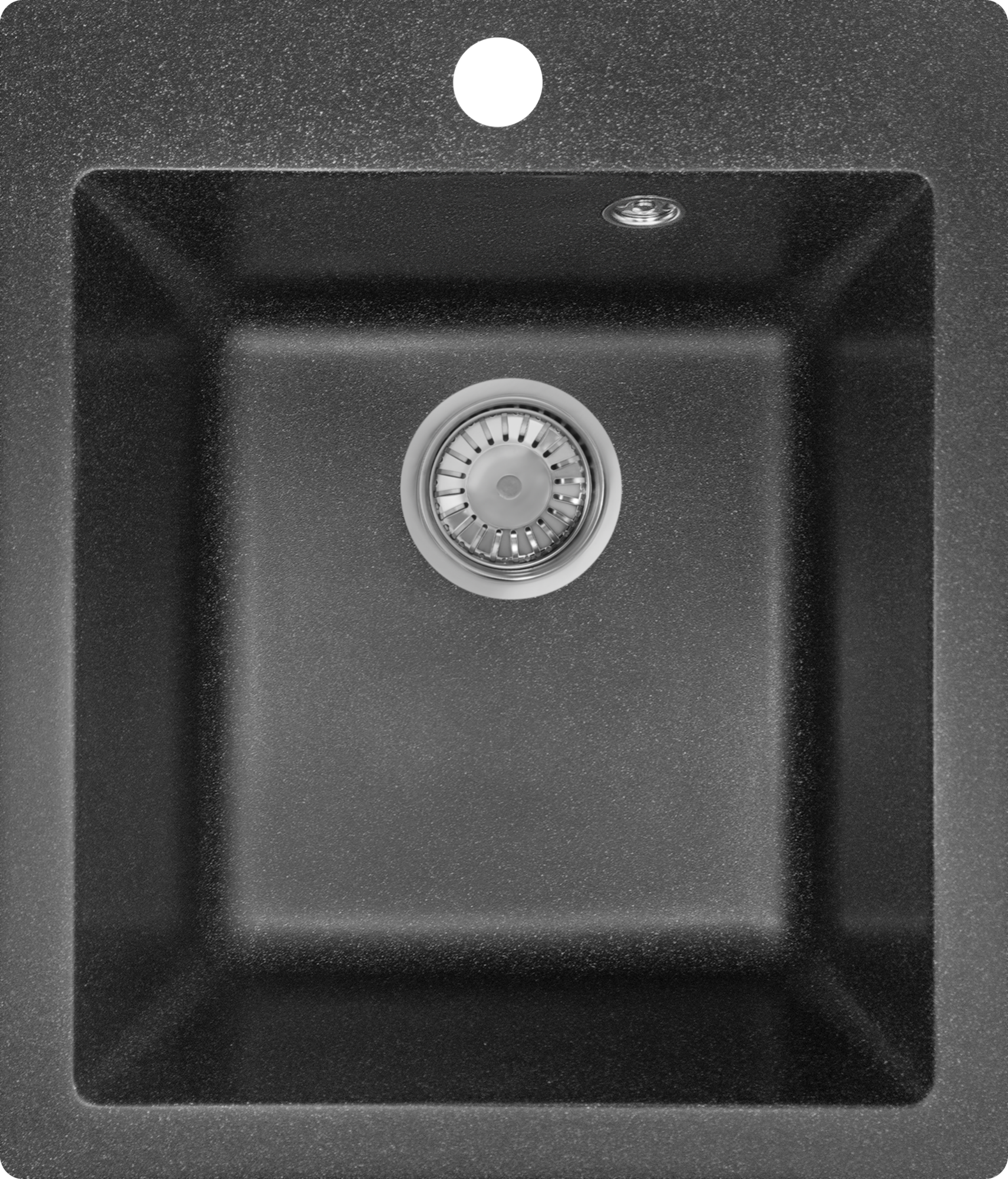 Мойка кухонная накладная прямоугольная GranRus 41,5х49 см литьевой мрамор с сифоном Россия, черный - фотография № 9