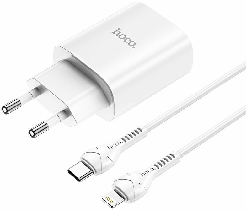 Сетевое зарядное устройство Hoco N14 PD20W charger + кабель Type-C to Lightning