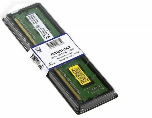 Оперативная память Kingston ValueRAM 2 ГБ DDR3 1600 МГц DIMM CL11 ...