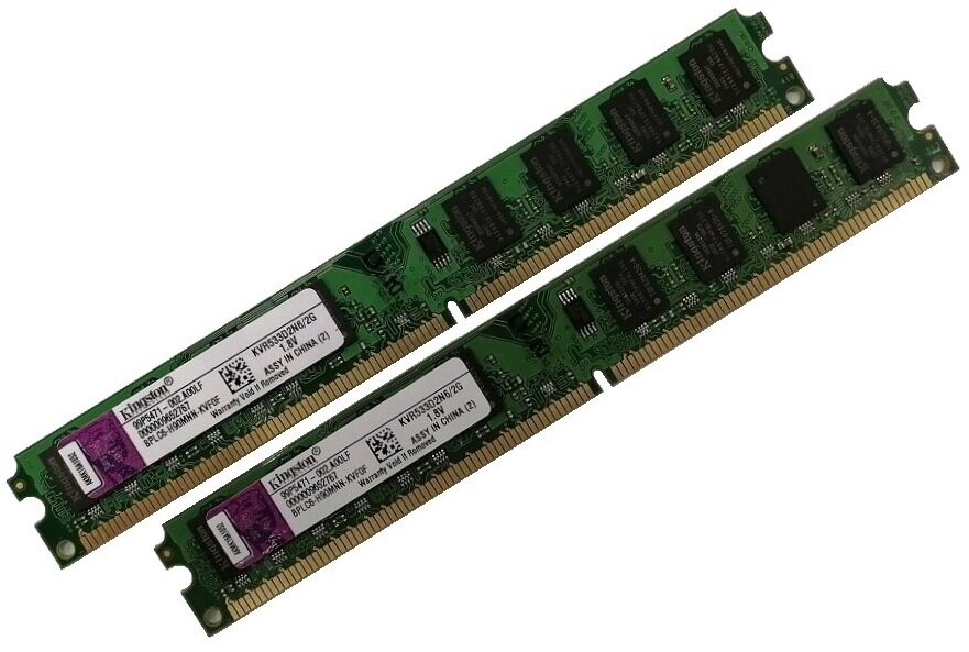 ОЗУ Dimm 4Gb PC2-4200(533)DDR2 Kingston KVR533D2N6/2G, 99P5471-002. A00LF (Kit 2x2Gb)