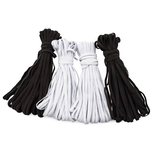 фото Резинка бельевая/ масочная 4мм (4*10м), бел.-2рул., чер.-2рул. красная лента