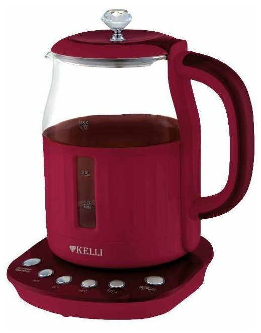 Чайник электрический KELLI KL-1373 1,7 л, 1850-2200 Вт, бордовый
