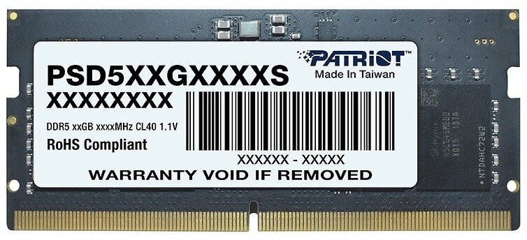 Модуль памяти Patriot Memory Signature Line SO-DIMM DDR5 5600Mhz PC5-44800 CL46 - 16Gb PSD516G560081S