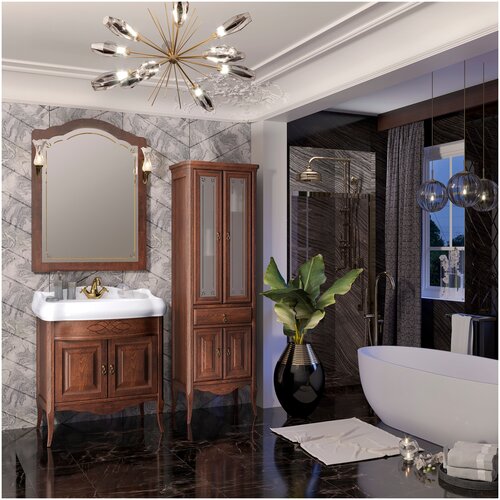 Мебель для ванной Opadiris Лоренцо 80 светлый орех (тумба с раковиной + зеркало)