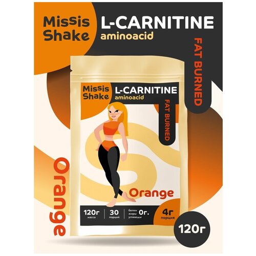 Missis Shake Жиросжигатель аминокислота L-Carnitine со вкусом Апельсин 120г pro food жиросжигатель аминокислота l carnitine со вкусом апельсин 120г