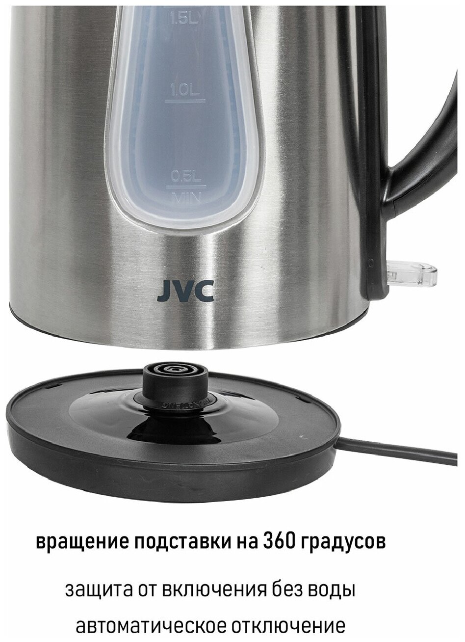 Чайник JVC JK-KE1716 сталь - фотография № 2