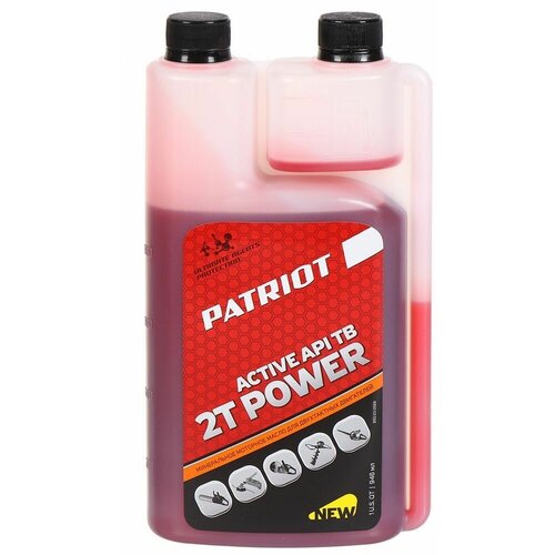 Масло машинное минеральное, для 2-такт двигателя, Patriot, Power Active 2T, 0.946 л, дозатор, 850030