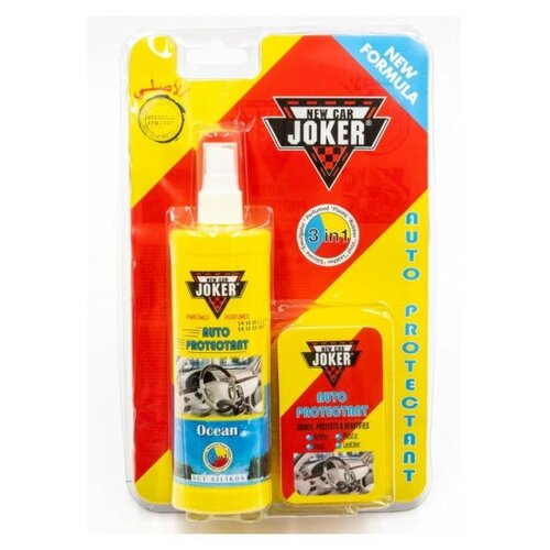 Автомобильная полироль с губкой для кожи, винила, пластика JOKER Turbo Океан 250 мл
