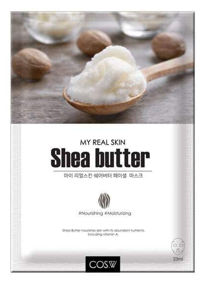 COS.W Увлажняющая тканевая маска для лица с маслом Ши My Real Skin Face Mask Shea Butter (10шт)