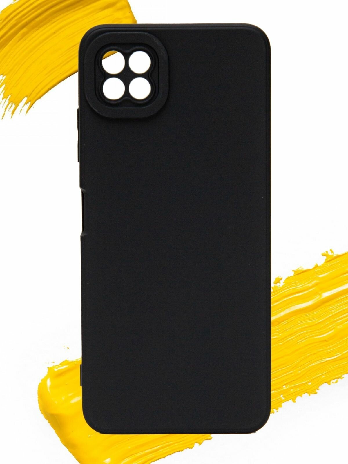 Чехол для Samsung Galaxy A22s / чехол на самсунг а22с с защитой камеры насыщенный черный
