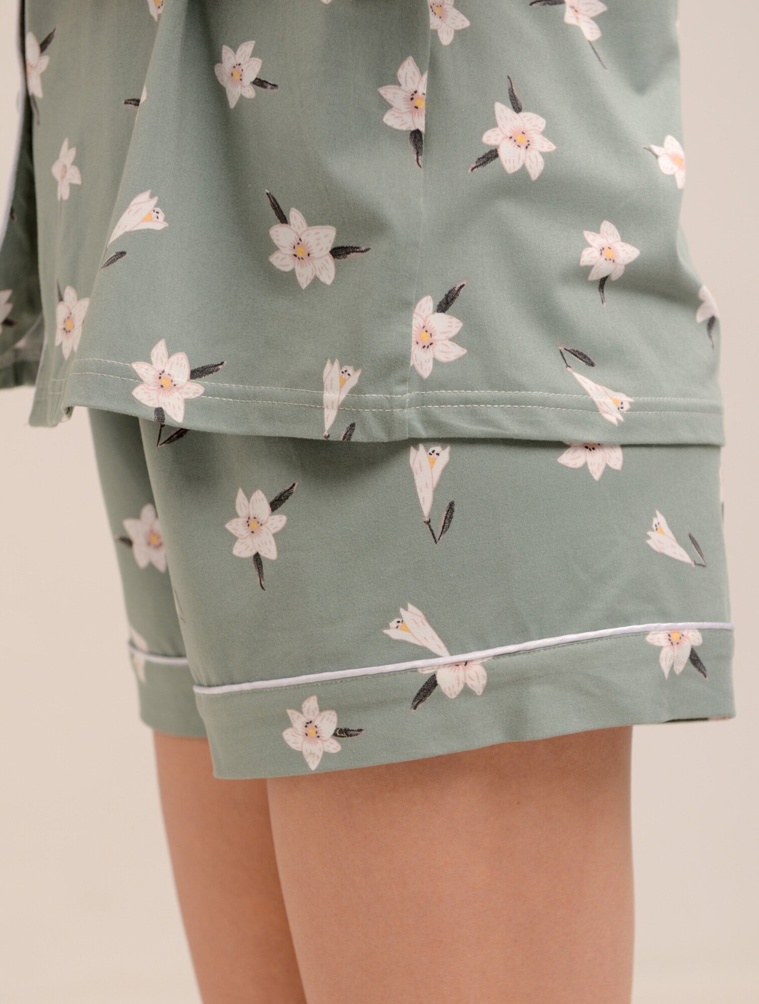 Пижама женская рубашка с шортами бамбук домашняя одежда 2XL - фотография № 11