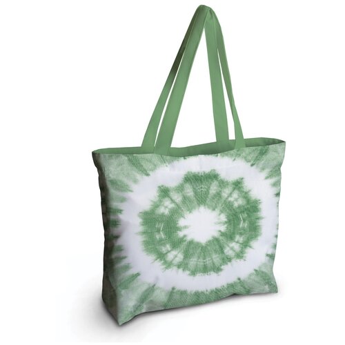 фото Текстильная женская сумка joyarty "удивительный зеленый узор" на молнии для пляжа и фитнеса