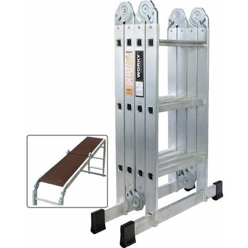 Лестница-стремянка 4x3 трансформер WORKY profi с помостом ARD257725