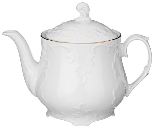Cmielow Заварочный чайник Rococo Золотая линия 676-077, 1100 мл, 1.1 л, белый