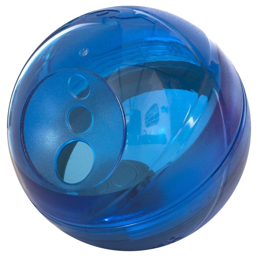 Rogz Интерактивная игрушка-головоломка Tumbler в форме мяча для лакомств c вариантами усложнения, 120 мм, синий
