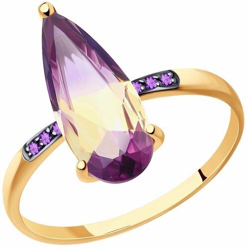 Кольцо Diamant online, золото, 585 проба, фианит, аметрин, размер 18.5 кольцо sokolov из золота с фианитом 019111 размер 16