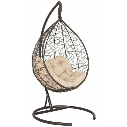 Подвесное кресло-кокон SEVILLA RELAX коричневый + каркас (бежевая подушка)