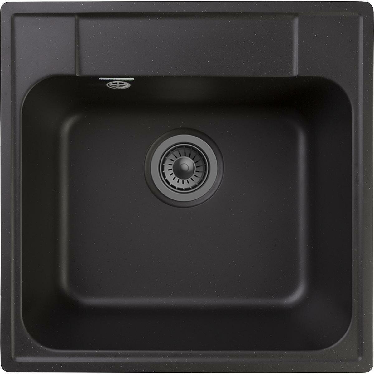 Кухонная кварцевая мойка GranFest QUARZ GF-Z48 480*480мм черный - фотография № 9