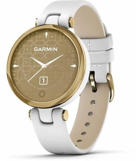 Часы Garmin Lily Classic Light Gold/White, светло-золотистый безель, белый корпус и итальянский кожаный ремешок, 010-02384-B3