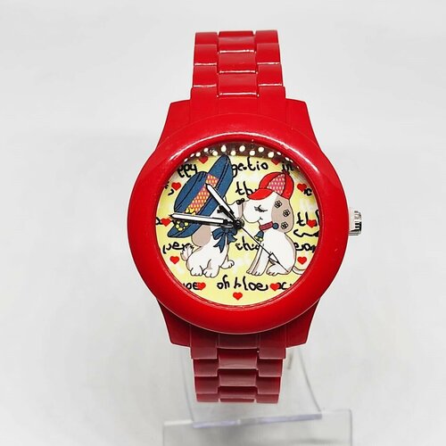 часы детские кварцевые с изображением животных тигра панды поросенка Наручные часы красный