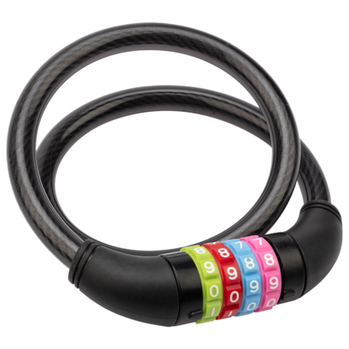 фото Тросовый кодовый замок взломостойкий для велосипедов и колясок 65 см черный rexant 79-0266