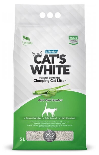 Комкующийся наполнитель Cat's White Aloe Vera с ароматом алоэ вера для кошачьего туалета (5л) - фотография № 11
